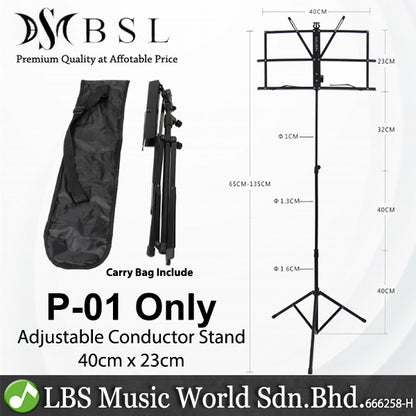 BSL Conductor Music Stand Adjustable Heavy Duty Holder for Food Menu Display, Score Sheet, Quran Book & Orchestra (P-06 P-01)
