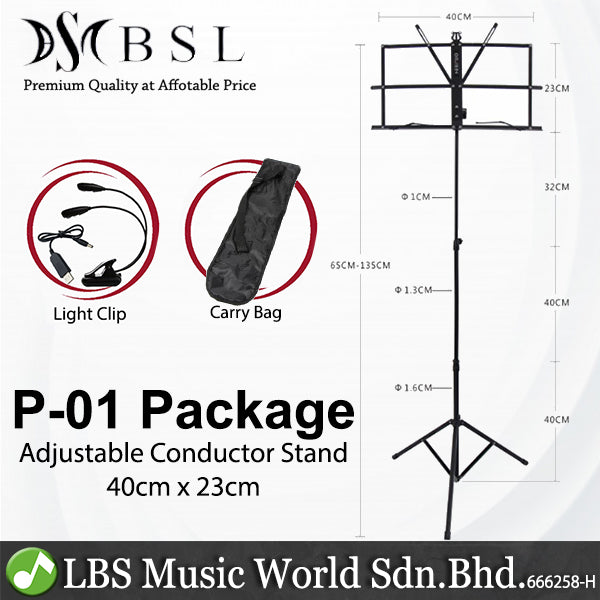BSL Conductor Music Stand Adjustable Heavy Duty Holder for Food Menu Display, Score Sheet, Quran Book & Orchestra (P-06 P-01)