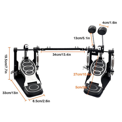 BSL G710 Double Pedal Double Bass Drum Dual Foot Kick Double Chain Interchangeable Pedal