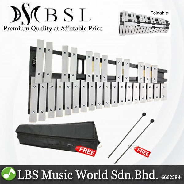BSL 30 Note Foldable Glockenspiel Vibraphone Xylophone Bell Aluminium Bar Music Instrument With Bag and Mallet