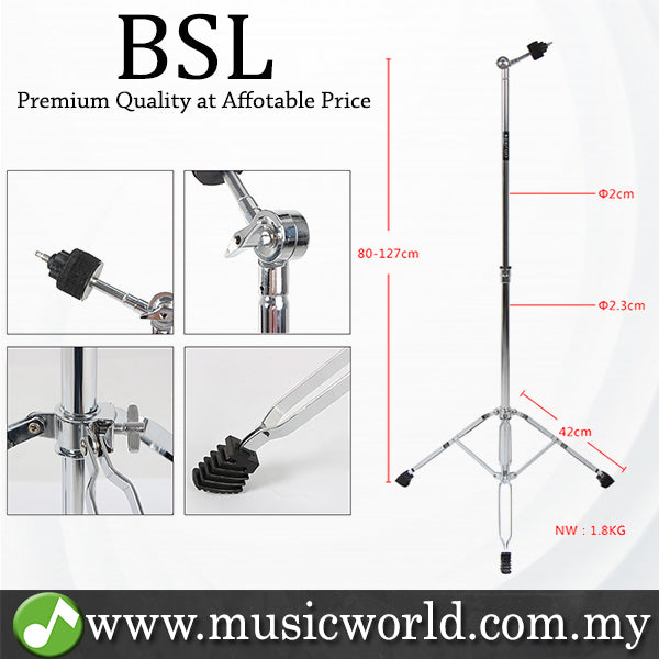 BSL G300 Adjustable Cymbals Stand Straight Foldable Double Braced Heavy Duty Lightweight