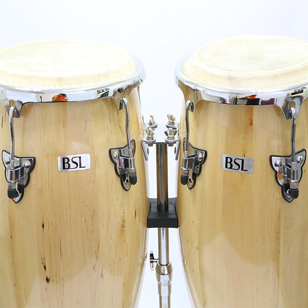 BSL Full Size Conga Natural Percussion Drum Pair Congas Set Adjustable Tunable With Double Stand