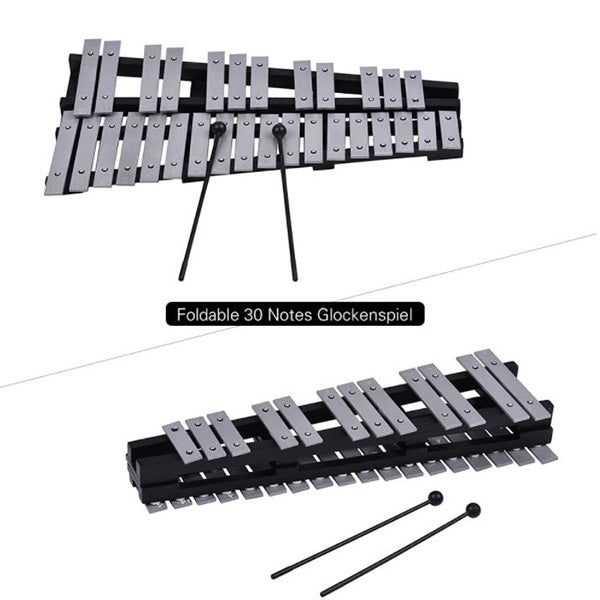 BSL 30 Note Foldable Glockenspiel Vibraphone Xylophone Bell Aluminium Bar Music Instrument With Bag and Mallet
