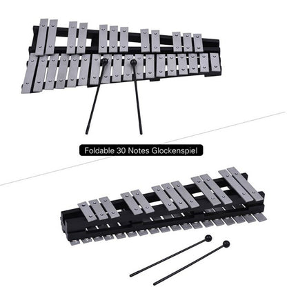 BSL 30 Note Foldable Glockenspiel Vibraphone Xylophone Bell Aluminium Bar Music Instrument With Bag and Mallet