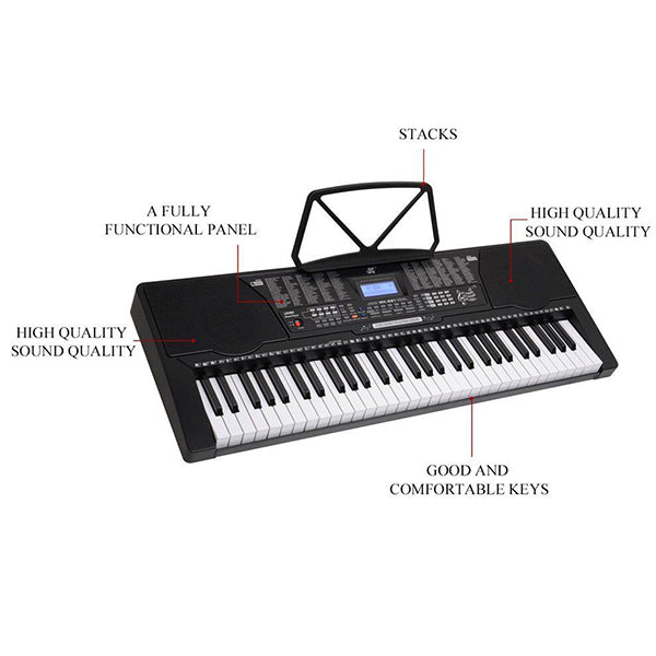 BSL M-2USB 61 Key Self Learning USB Electronic Music Piano Keyboard with Stand and Dust Cover (M2 M2USB)