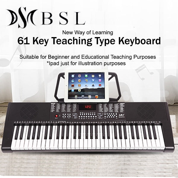 BSL M-1 61 Key Self Learning Portable Keyboard Organ Electronic Music Digital Piano with Stand (M1)