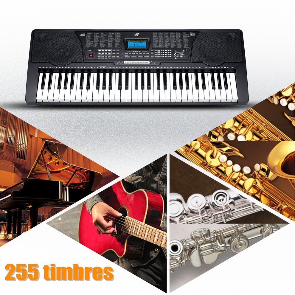 BSL M-2USB 61 Key Self Learning USB Electronic Music Piano Keyboard with Stand and Dust Cover (M2 M2USB)