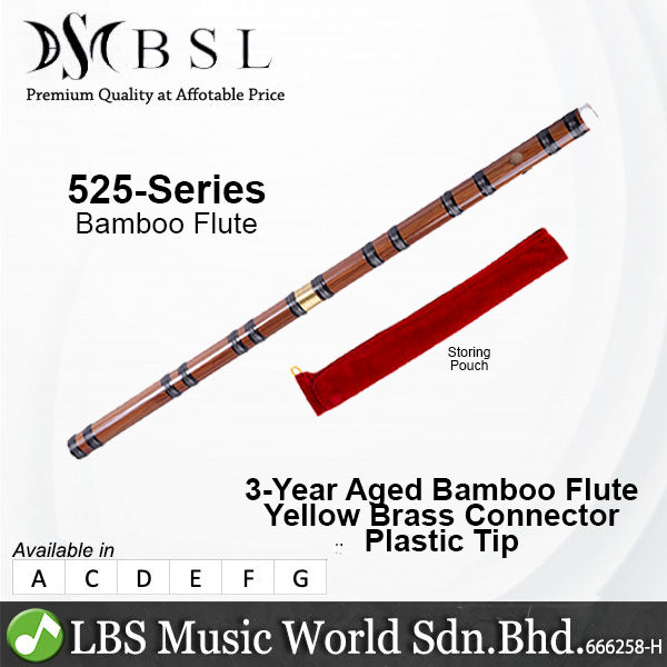 BSL 525 Series Beginner Bamboo Flute Package Set With Plastic Tip - Seruling Bulh Dizi 笛子