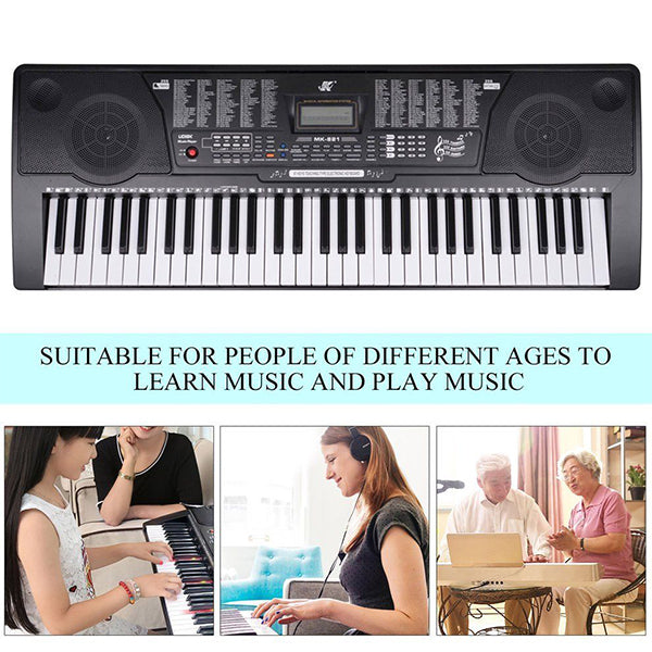 BSL M-2USB 61 Key Self Learning USB Electronic Music Piano Keyboard with Stand and Dust Cover (M2 M2USB)