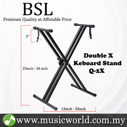 BSL Q-2X Double X Adjustable Keyboard Stand Heavy Duty Electric Organ Digital Piano Stand with Q-50 (Q2X Q50)