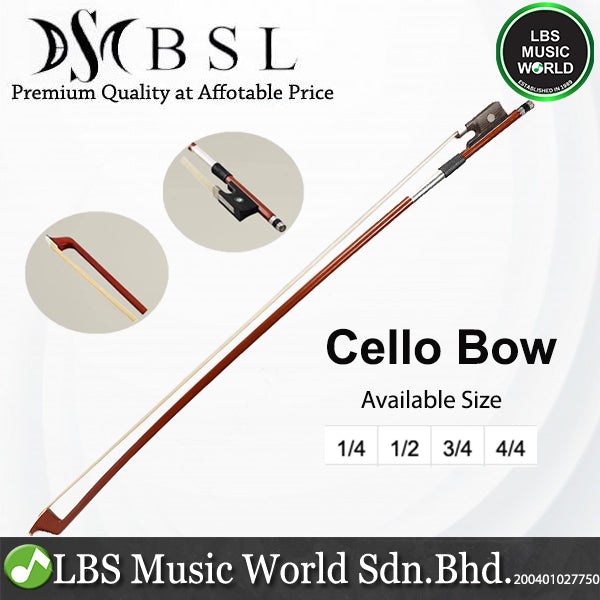 BSL Cello Bow Wooden Natural Horsehair for Student - 1/4 , 1/2 , 3/4 , 4/4
