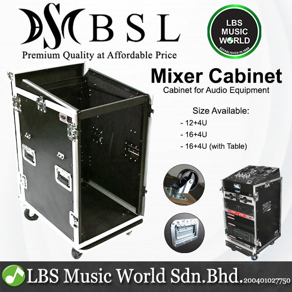 BSL 12 16 with 4U Mixer Mount Cabinet Workstation Rack for Audio Equipment (124U 164U 12 4U 16 4U)