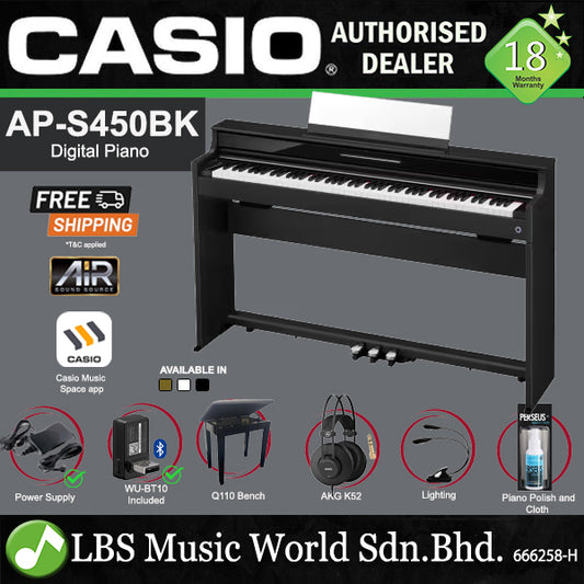 Casio AP-S450 Celviano Digital Upright Piano - Black | White | Brown