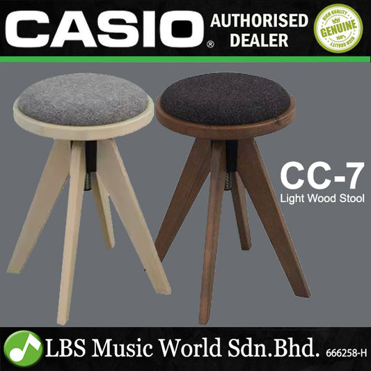 Casio CC-7 High Grade Natural Wood Light Stool with Seat Cushion For Piano (CC-7LT CC-7DK)