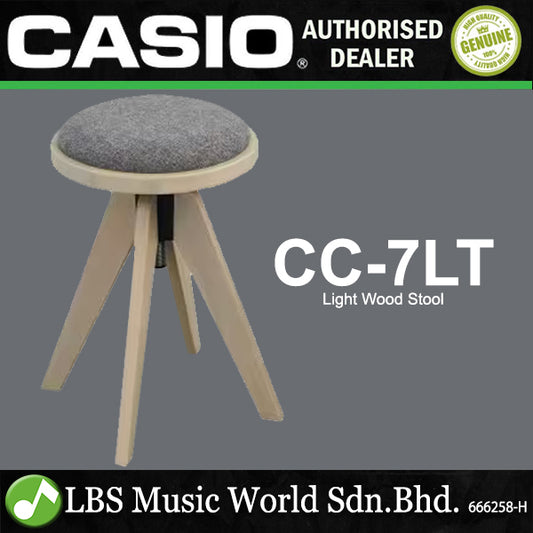 Casio CC-7 High Grade Natural Wood Light Stool with Seat Cushion For Piano (CC-7LT CC-7DK)