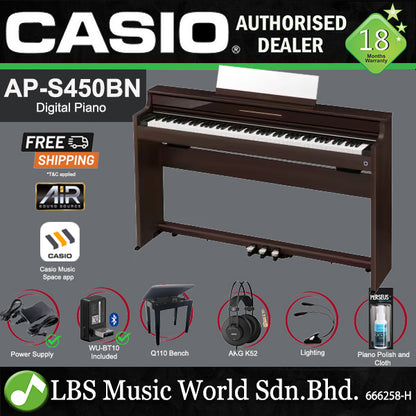 Casio AP-S450 Celviano Digital Upright Piano - Black | White | Brown