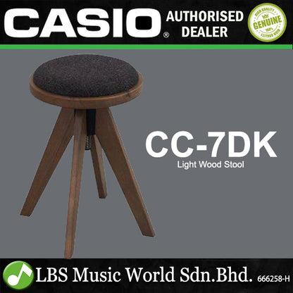 Casio CC-7 High Grade Natural Wood Light Stool with Seat Cushion For Piano (CC-7LT CC-7DK)