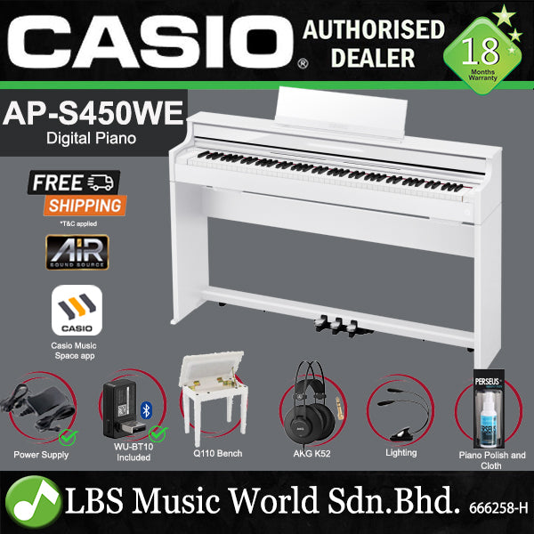 Casio AP-S450 Celviano Digital Upright Piano - Black | White | Brown
