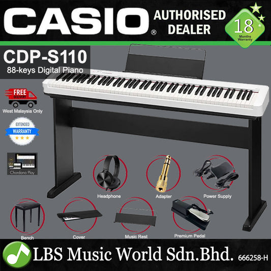 Casio CDP-S110 88 Keys Digital Piano Full Package with Piano Stand - White (CDPS110 CDP S110)