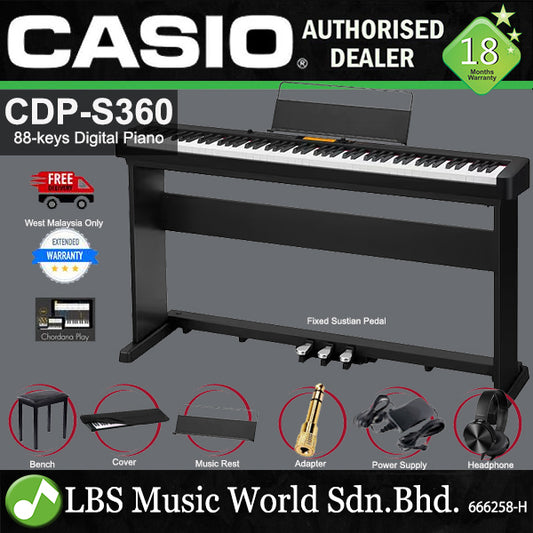 Casio CDP-S360 88 Keys Digital Piano Full Set with CS-470P Stand (CDPS360 CDP S360)