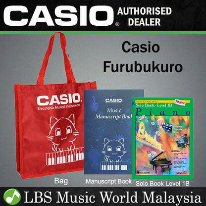 Casio Fukubukuro Alfred's Basic Piano Solo Book Level 1B,Music Manuscript Book and Casio Bag Box
