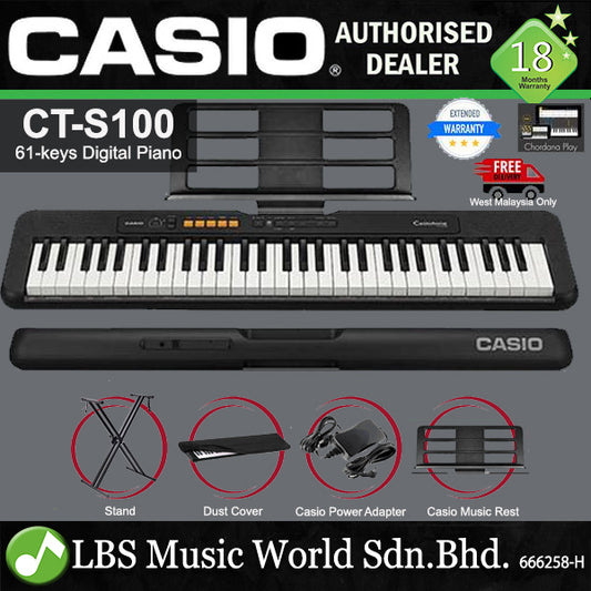 Casio CT-S100 61 Key Casiotone Electric Keyboard Basic Package Music Piano (CTS100 CT S100 CTS 100)