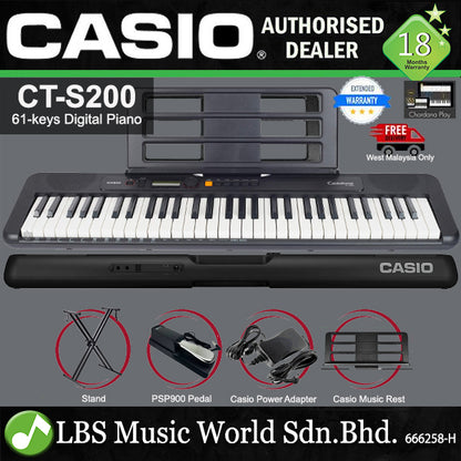 Casio CT-S200 61 Key Casiotone Electric Keyboard Basic Package Music Piano Black (CTS200 CT S200 CTS 200)