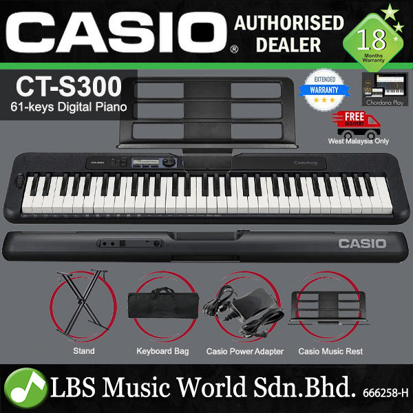 Casio CT-S300 61 Key Casiotone Electric Keyboard Intermediate Package Music Piano (CTS300 CT S300 CTS 300)