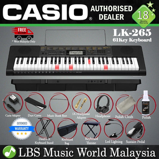 CASIO LK-265 61 Key Lighting Electronic Portable Music Keyboard Piano Full Package (LK265 LK 265)