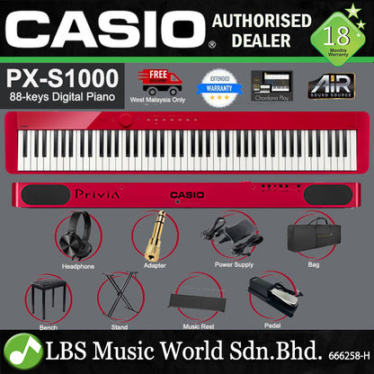Casio PX-S1000 88 Keys Digital Piano Red Top Keyboard Full Package Electric Piano (PXS1000 PX1000)