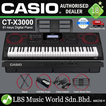 CASIO CT-X3000 61 Key Portable Keyboard Basic Bundle (CTX3000 CTX 3000)