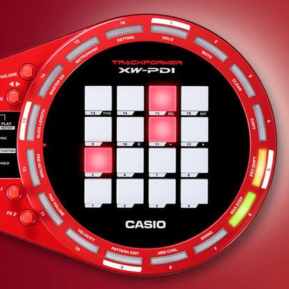 [Clearance] Casio XW-PD1 Trackformer Groove Center Electric Drum Module - Red (XWPD1 XW PD1)