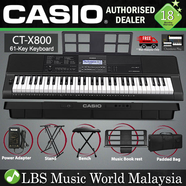 Casio CT-X800 61 Key Portable Keyboard Electronic Piano Basic Package (CTX800 CTX 800)