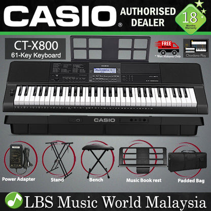 Casio CT-X800 61 Key Portable Keyboard Electronic Piano Basic Package (CTX800 CTX 800)