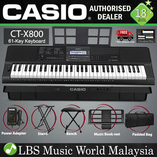 Casio CT-X800 61 Key Portable Keyboard Electronic Piano Basic Package (CTX800 CTX 800)