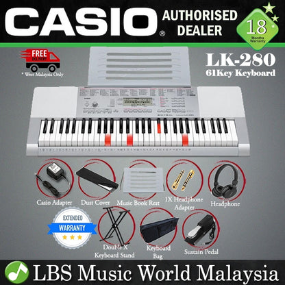 CASIO LK-280 Lighting Portable Keyboard Electronic Piano Intermediate Package (LK280 LK 280)