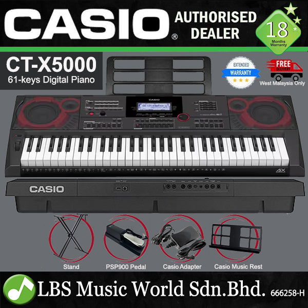 CASIO CT-X5000 61 Key Portable Keyboard Basic Bundle (CTX5000 CTX 5000)