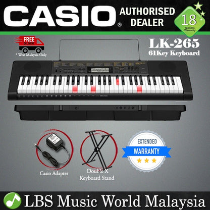 CASIO LK-265 61 Key Lighting Electronic Portable Music Keyboard Piano Basic Package (LK265 LK 265)