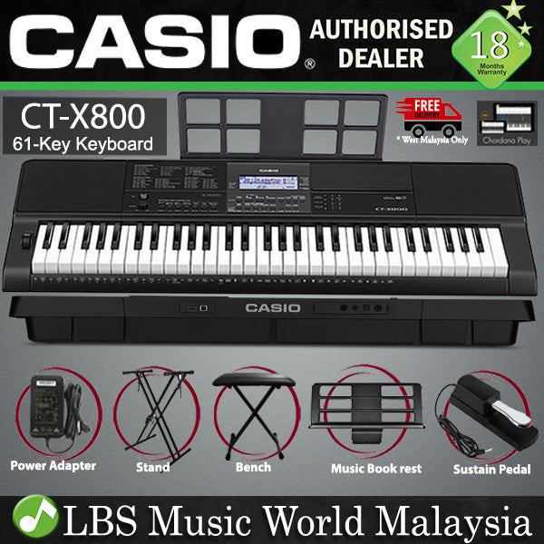 Casio CT-X800 61 Key Portable Keyboard Electronic Piano Bench Package (CTX800 CTX 800)