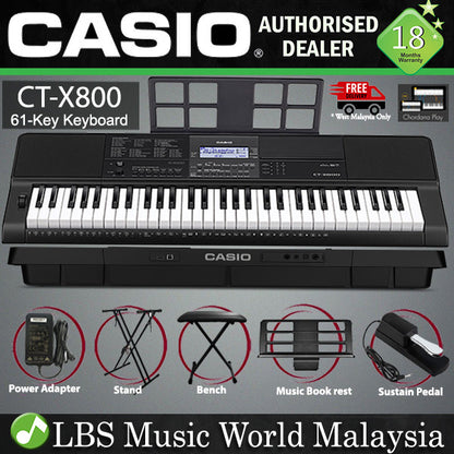 Casio CT-X800 61 Key Portable Keyboard Electronic Piano Bench Package (CTX800 CTX 800)