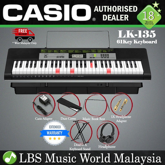 CASIO LK-135 61 Key Self Learning Lighting Portable Keyboard Intermediate Package (LK135 LK 135)