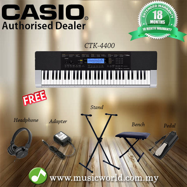 Casio CTK-4400 Portable Keyboard Premium Bundle (CTK4400 / CTK 4400)