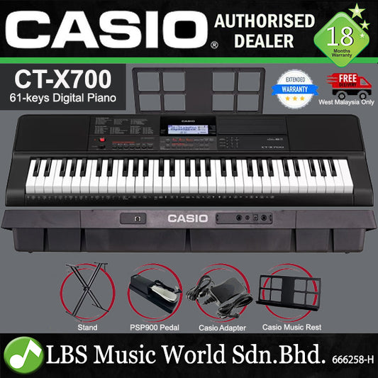 Casio CT-X700 61 Key Portable Keyboard Electric Piano Full Package With Sustain Pedal (CTX700 CTX 700)