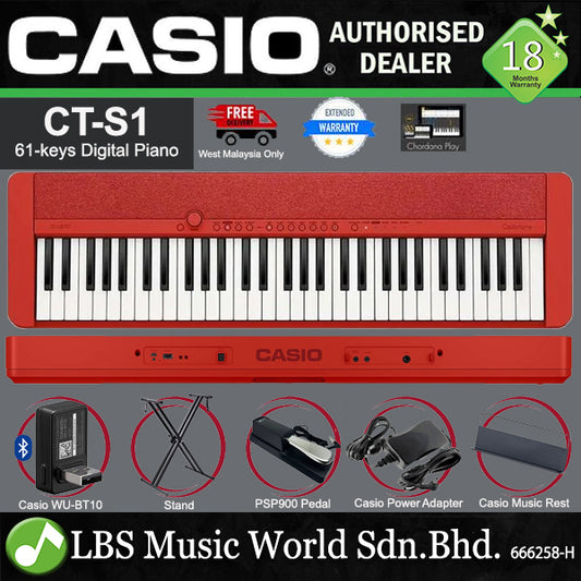 Casio CT-S1 61 Key Portable Digital Keyboard Electronic Music Piano - Package B (CTS1 CT S1)