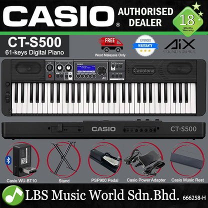 Casio CT-S500 61 Keys Casiotone Portable Keyboard Electronic Piano with WU-BT10 (CTS500 CT S500)