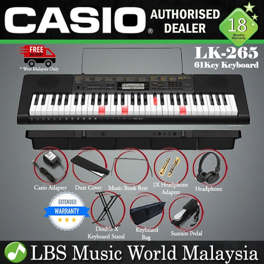 CASIO LK-265 61 Key Lighting Electronic Portable Music Keyboard Piano Intermediate Package (LK265 LK 265)