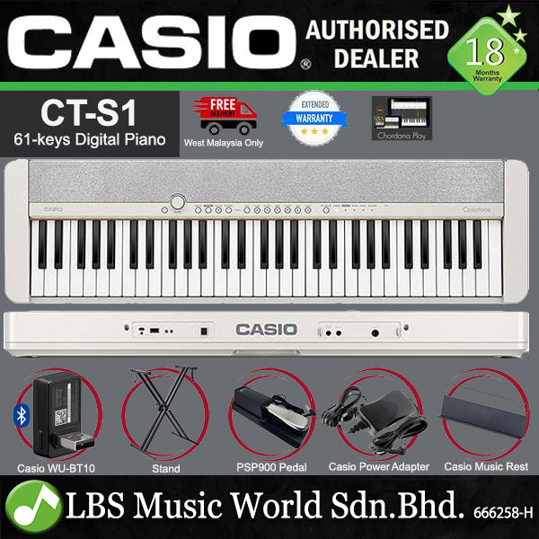 Casio CT-S1 61 Key Portable Digital Keyboard Electronic Music Piano - Package B (CTS1 CT S1)