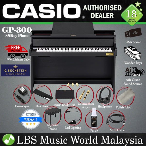 Casio GP-300 Celviano Grand Hybrid Digital Piano Black (GP300 GP 300)