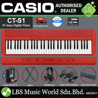 Casio CT-S1 61 Key Portable Bluetooth Digital Keyboard Electronic Music Piano - Package C (CTS1 CT S1)