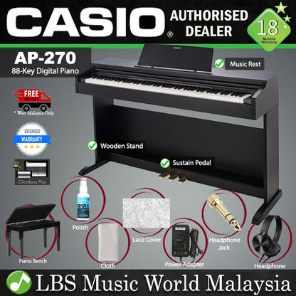 Casio AP-270 88 Key Celviano Digital Piano With Bench and Headphone -Black (AP270 AP 270)